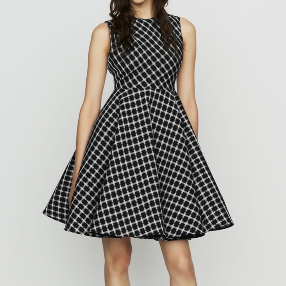 Maje Reine Sleeveless Plaid Skater Mini Dress